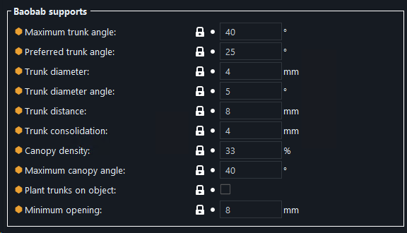 Baobab supports settings panel under Support material