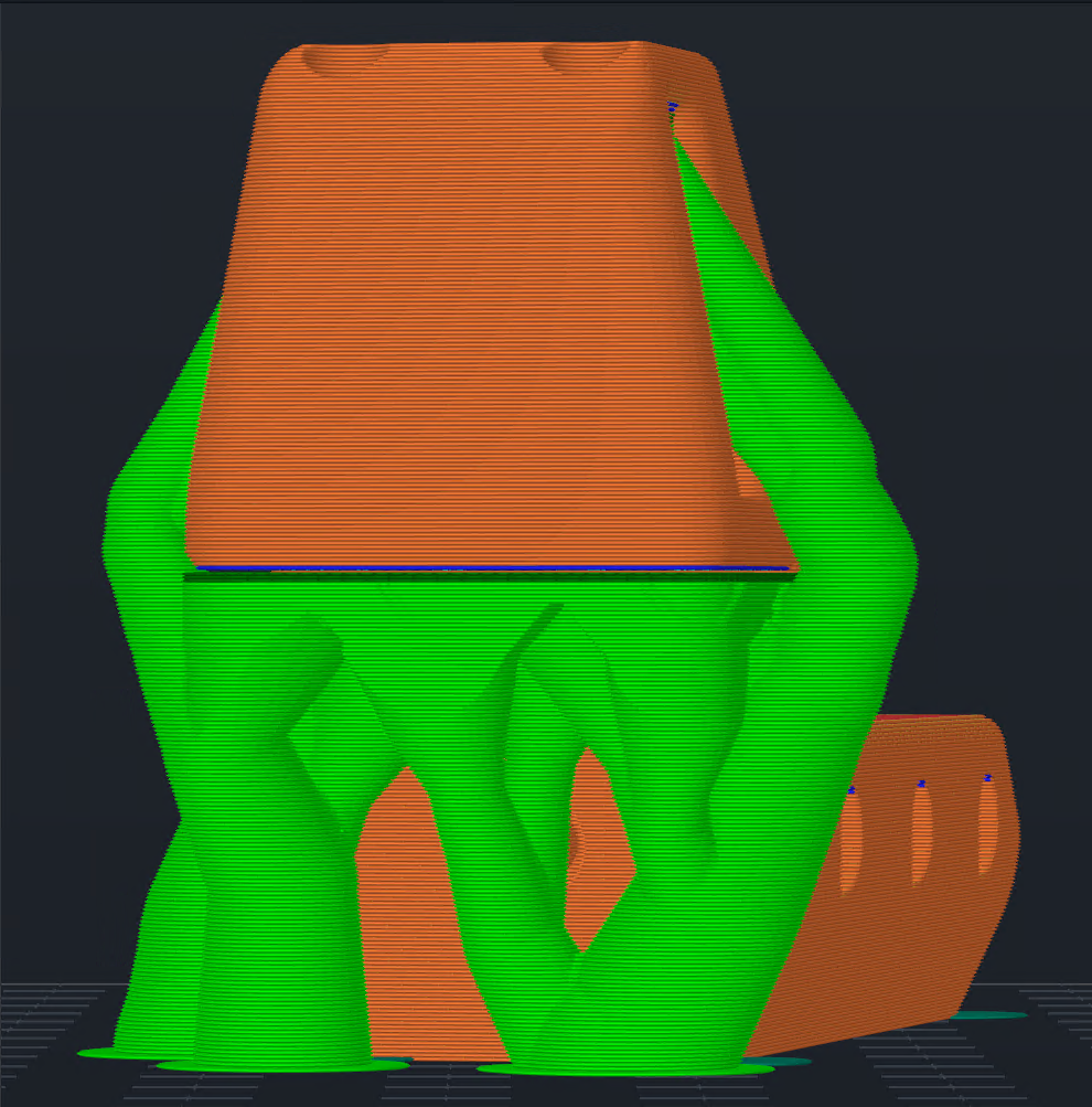 Baobab grows thick trunks that expand into a canopy matching the shape of the support interface.
