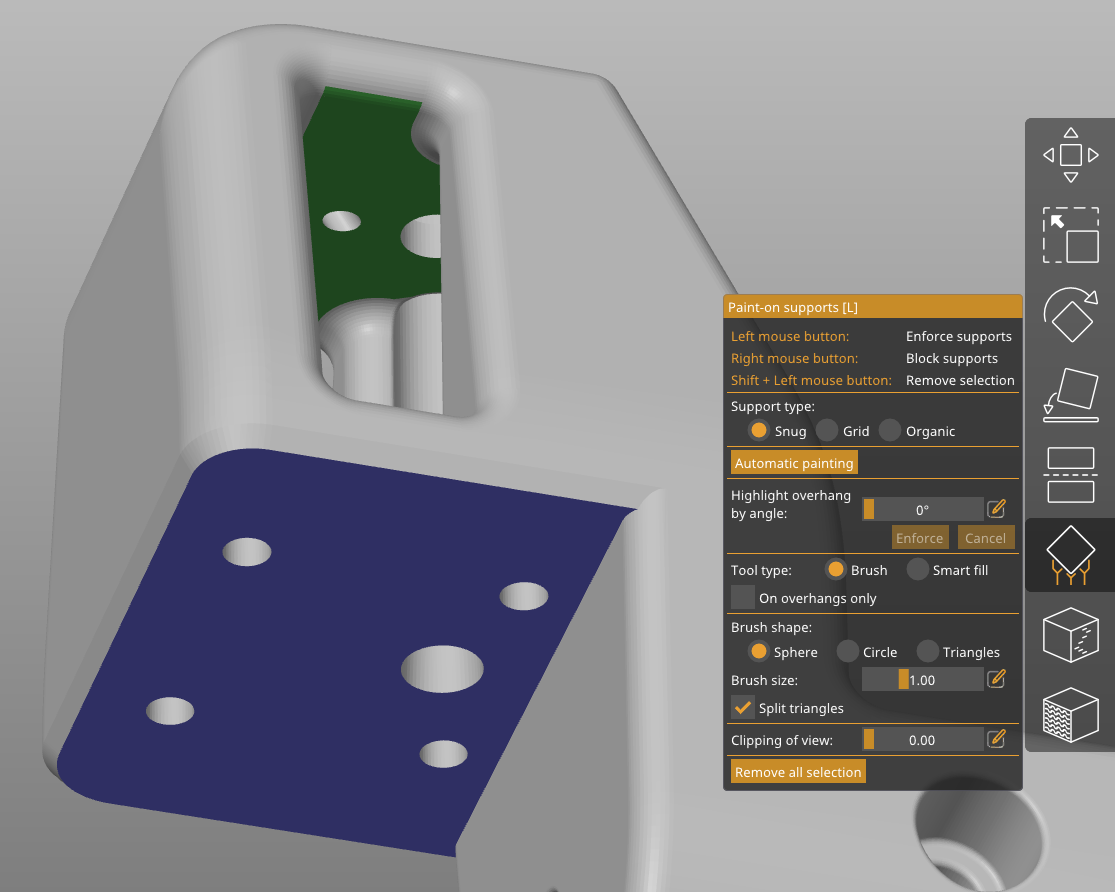 Painting different support types on an object