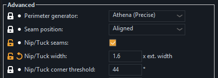 Nip/Tuck seam settings