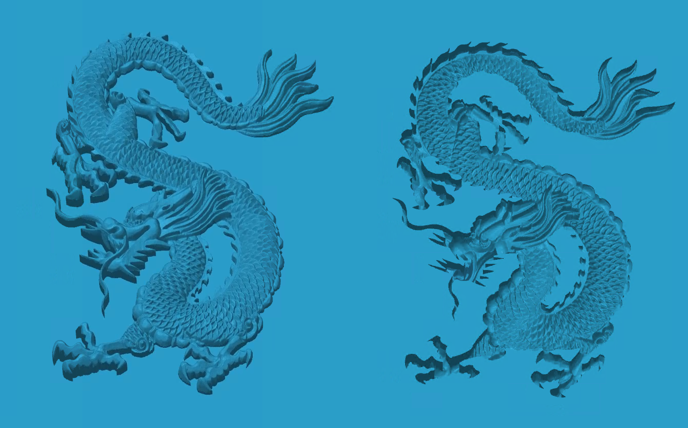 Comparison of relief gizmo output with different settings